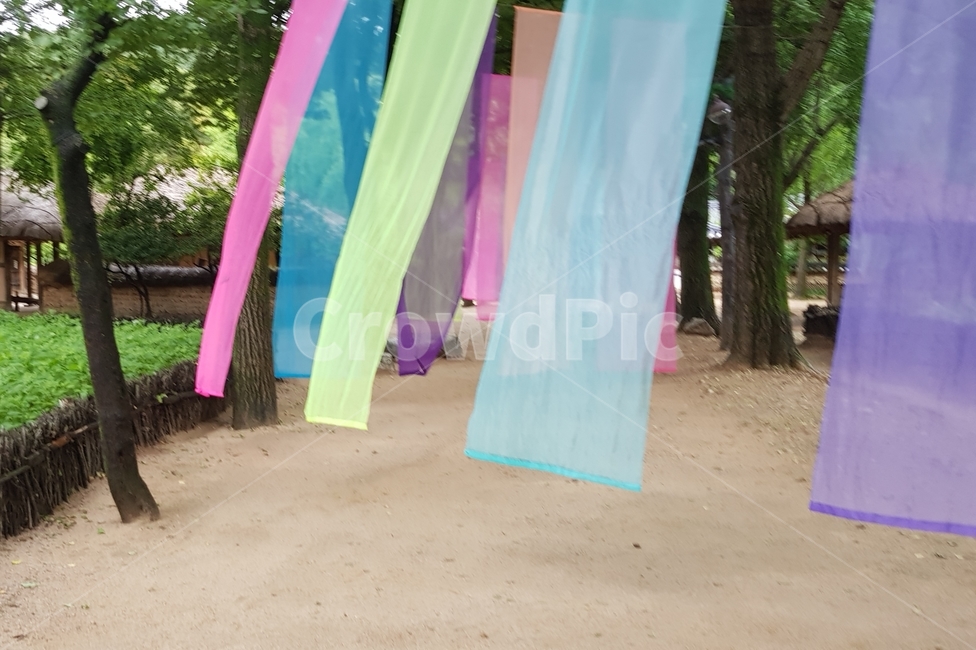 천,알록달록,여러색,야외,outdoor