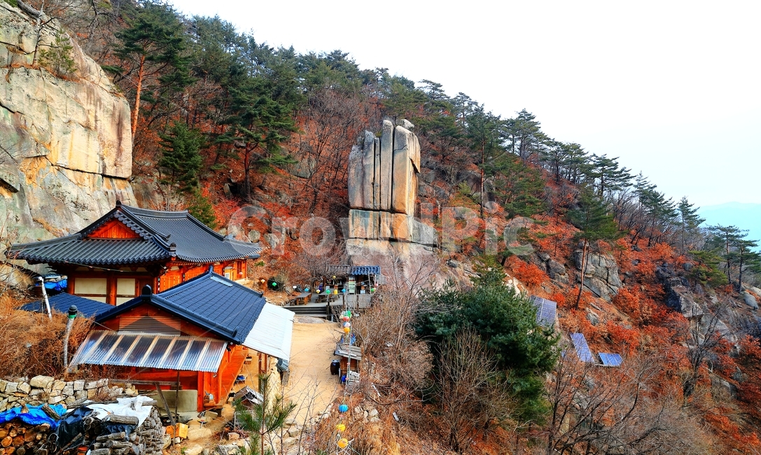 황정산,암봉,암자,원통암,산,겨울