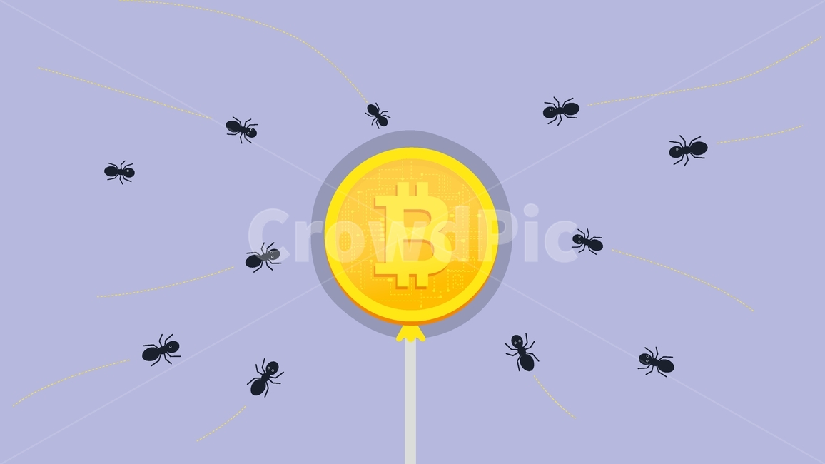 비트코인,크립토커런시,개미,개인투자자,사탕,cryptocurrency,bitcoin,illustration,vector,경제,투자,블록체인,금융,돈,finance,banking,money,그래픽,일러스트레이션,graphic,illustration