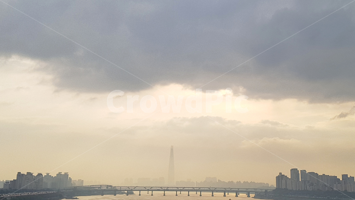 도시,몽환적,서울,하늘,구름,다리,한강,아파트,건물