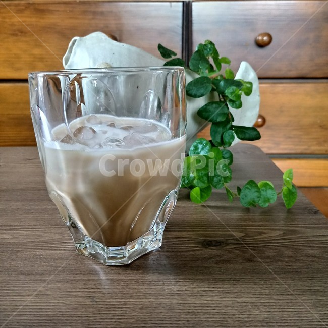 coffee,유리컵,식물,음료,얼음
