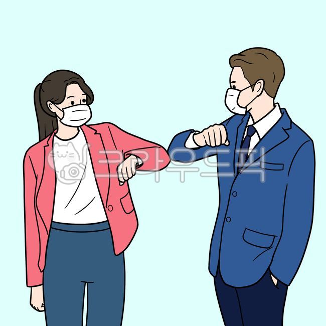 covid19,Greeting Etiquette,character,Social distancing,person,Prevention of infectious diseases,illustration,man,female,human,Office workers,mask
