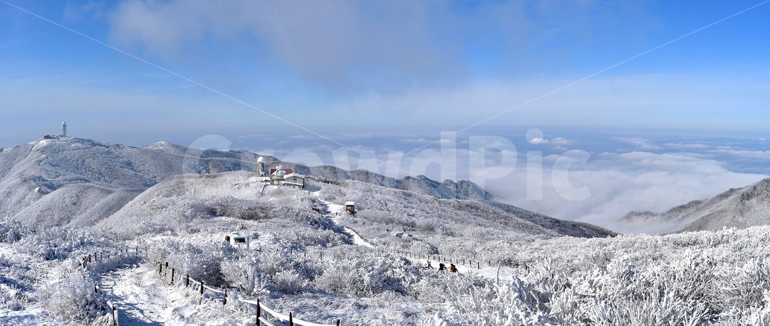 Famous winter mountain,A national park,blue sky,snow scene,Yeongdong,snow scenery,Sobaeksan Observatory,commercial high school,lotus peak,frost flower,100 famous mountains,Sobaeksan Mountain,snow,winter fairy tale,snowflake scenery,winter landscape,landsc
