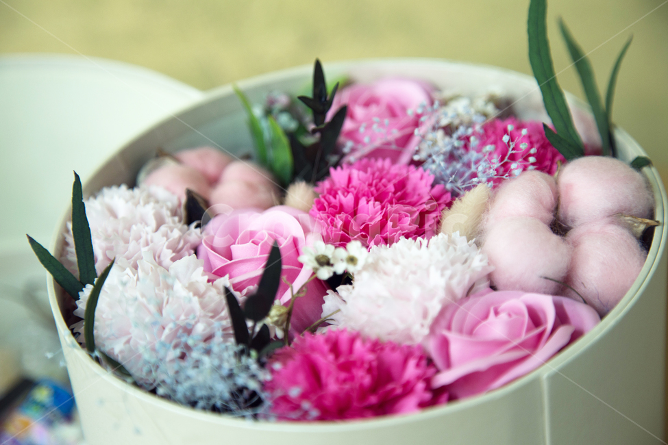 장미,목화꽃,안개꽃,프리져버드,원형박스,꽃,flower,기념일,축하,anniversary,congratulation,celebrate,celebration