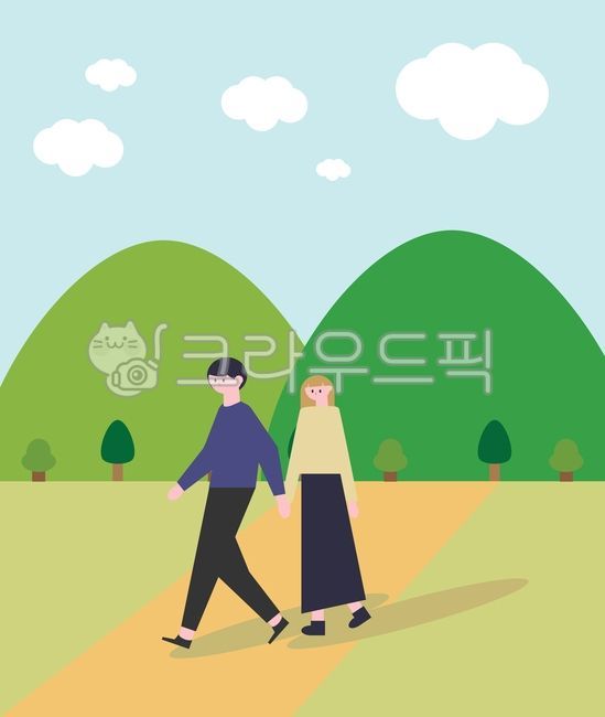 사람,걷는,산,포스터,연인