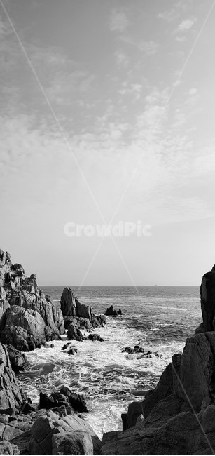 흑백,곳,절벽,파도,그림자,자연,풍경,nature,landscape