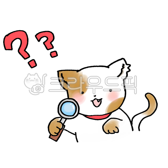 고양이,물음표,돋보기,아이콘,귀여운,아기고양이,kitten,icons,점박이,궁금해하는,curious,호기심많은,cat,cute