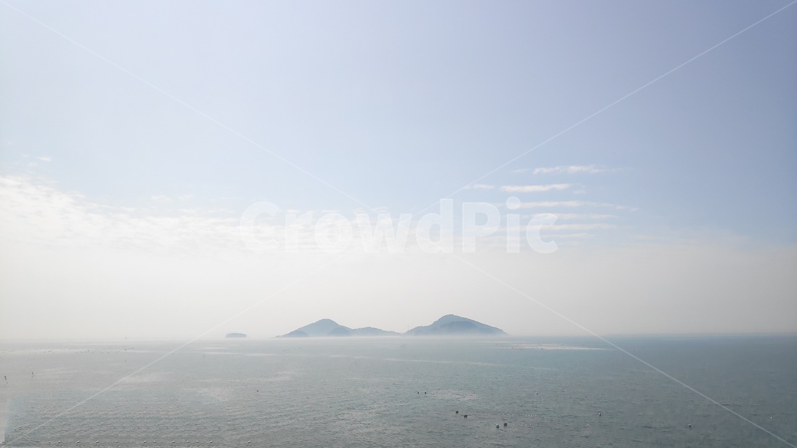 산,바다,하늘,경치,구름,하늘색,파란색,배경,아침,맑음