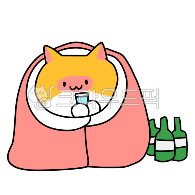 소주,고양이,고양이그림,귀여운고양이,소주먹는고양이,술,술먹방,만취,혼술