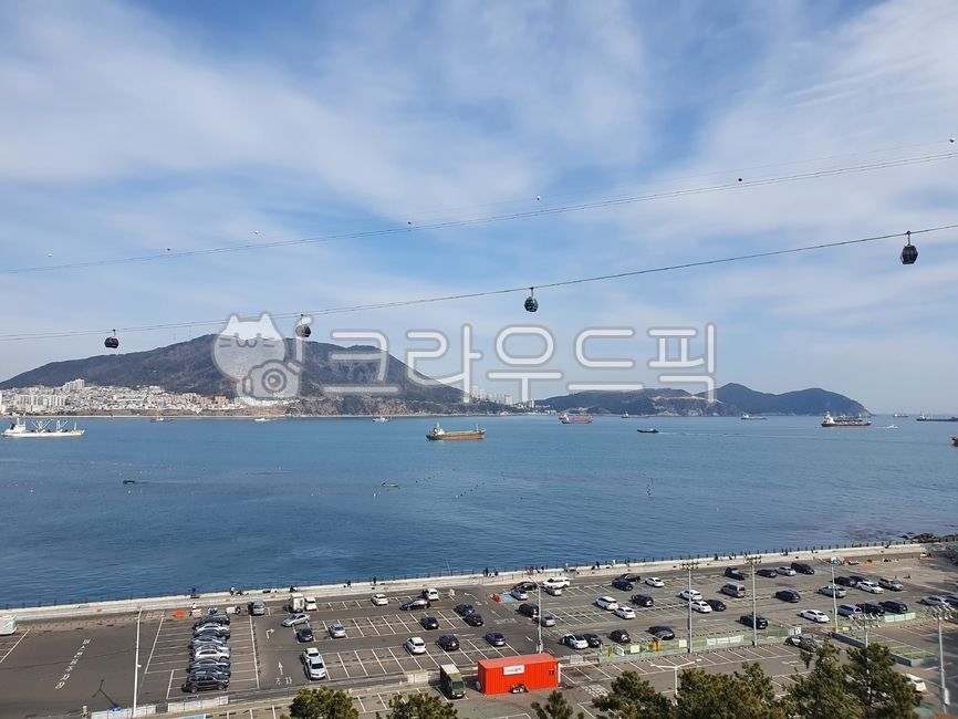 Songdo Sea,Sky,Busan Sea,Amnam Park,Cable Car,Parking Lot,Ship,Island,Sea,Sky and Sea