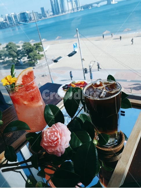 음료,커피,쥬스,바닷가,까페
