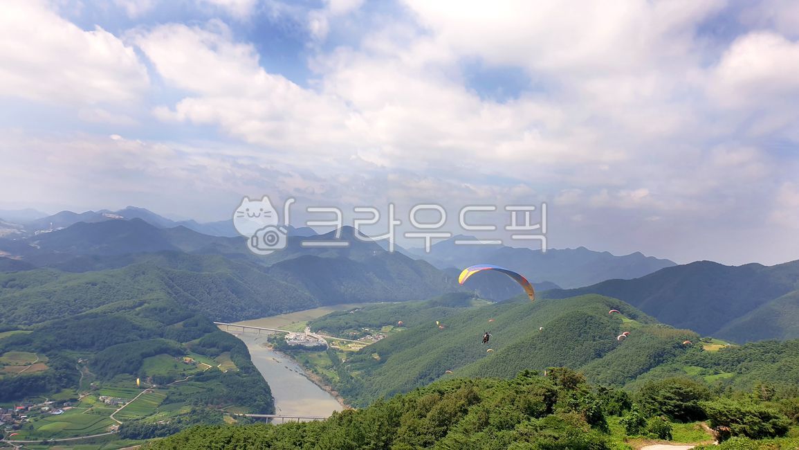 자연,산,골짜기,패러글라이딩,단양,강줄기,전망대,경사,파노라마,단양팔경,산맥