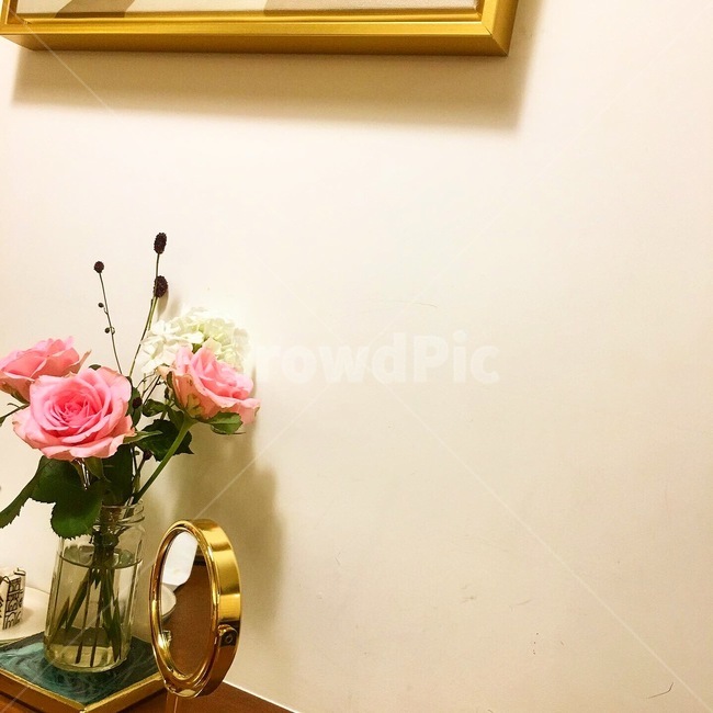 plant,식물,flower,꽃,장미,분홍,핑크,분위기,카페,mood,거울,화분,조화
