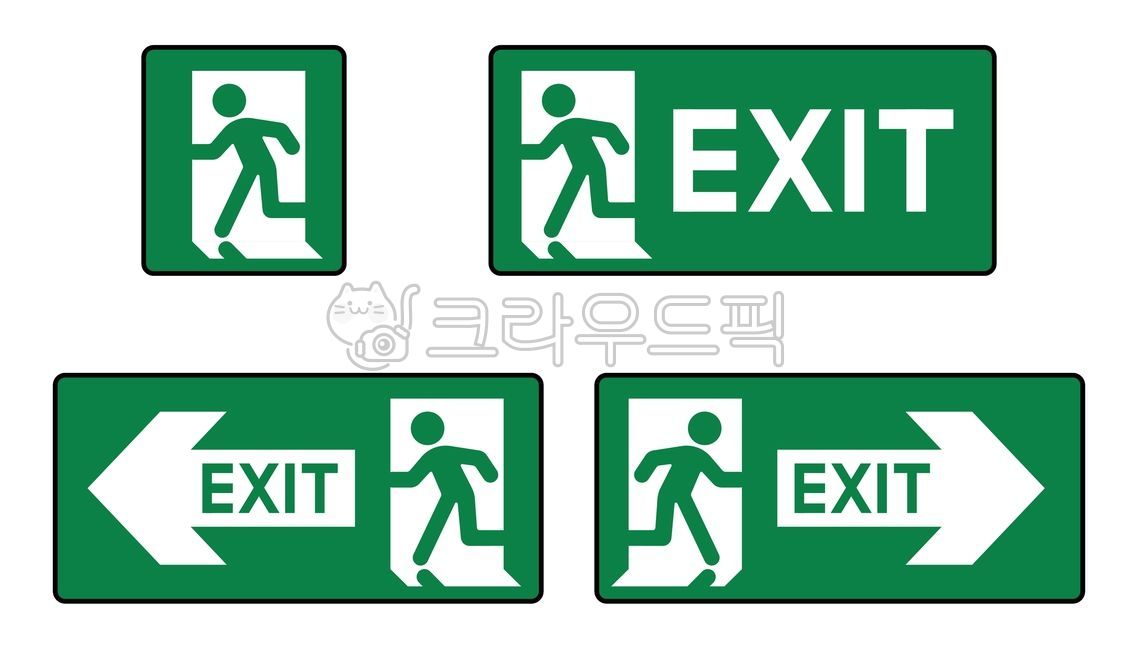 비상구,유도등,비상구표시,비상구표지판,exit,탈출,대피,안전,화재대피,통로유도등,대피소,긴급,화살표,대피도,재난,소방,화재예방,소방시설,빌딩관리,공공기관,아이콘,픽토그램,그래픽,일러스트,벡터,디자인소스,플랫디자인,누끼,배경투명,안내표지판,안내문,경로,방향,대피로,녹색,그린,안전교육,재난대비,건물안전,표지판세트