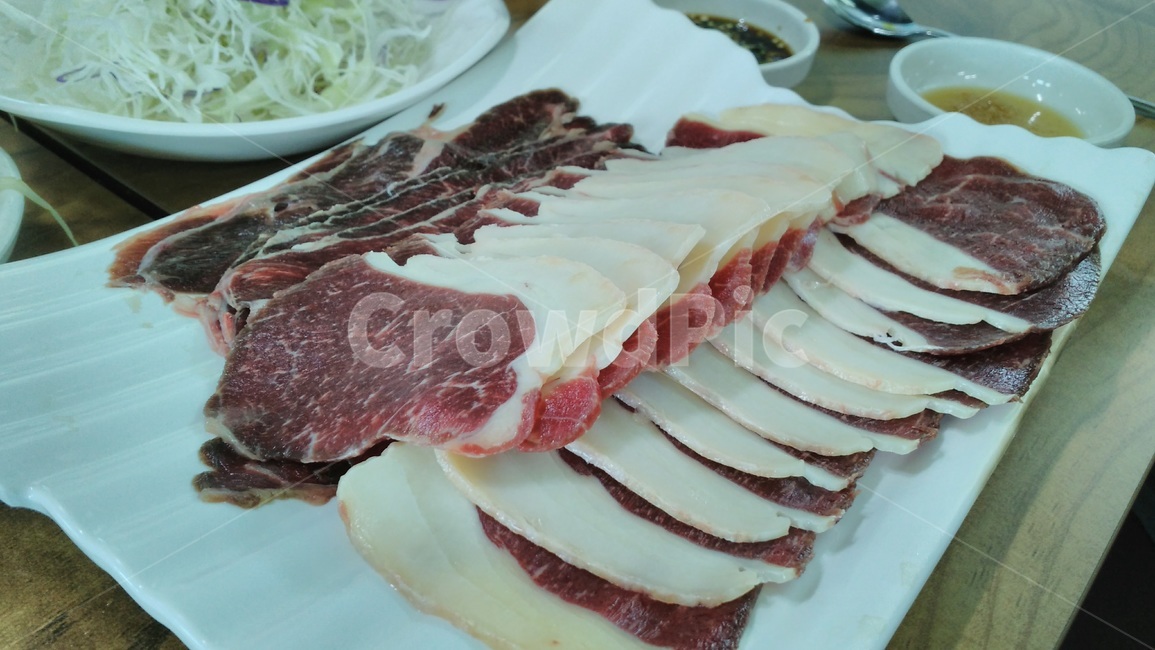 말고기,접시,비계,음식,고기