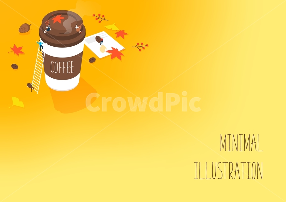 coffee beans,ginkgo leaves,mug cup,background,coffee,minimalist,autumn,Emotion,Maple,frame