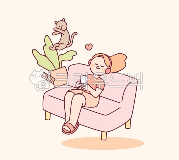 cute,simple,plain,illustration,sofa,cat,floating,mood,happy,light,rise