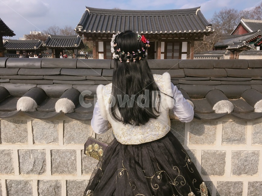 한복,전주,의류,사람,기와