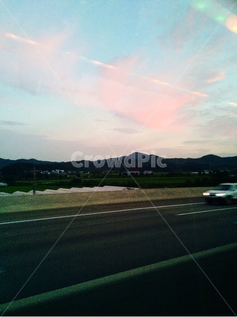 퇴근길,고속도로,노을,차창밖,핑크,sunset,highway,고독한,외로운,교통,교통수단,traffic,transportation