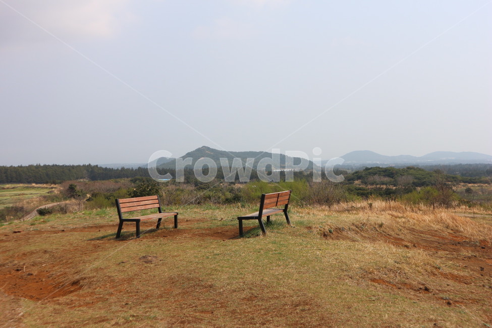 의자,벤치,따라비오름,제주도,언덕,비어있는의자