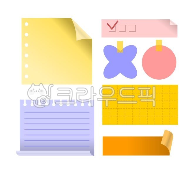 디자인소스, 종이, 메모지, 연습장, 테이프, 사진,이미지,일러스트,캘리그라피 - HAPPYJD작가