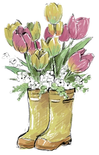튤립,감성이미지,감성,일러스트레이션,장화,봄이미지,꽃이미지,꽃,flower,botanicalart,청첩장,감사,사랑,springimage,spring