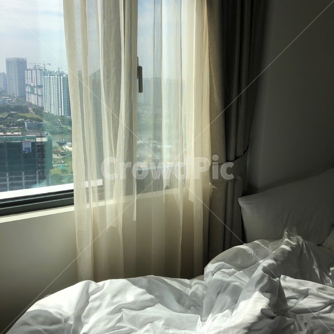베트남,아침,낮,침대,창문,커튼,감성사진