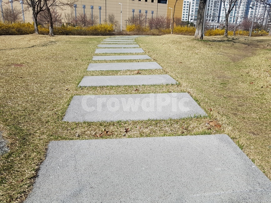 봄,잔디,4월,파릇파릇,돌다리,초록,산책로,나무