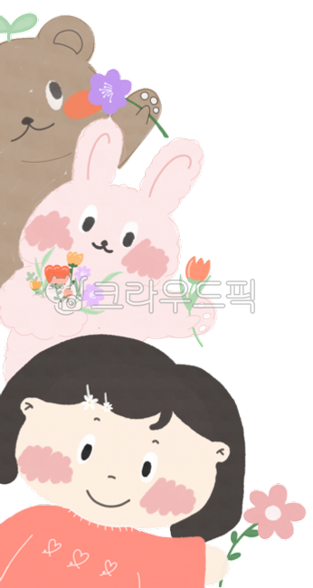 Doodle,spring flowers,spring,hand drawing,rabbit,bear
