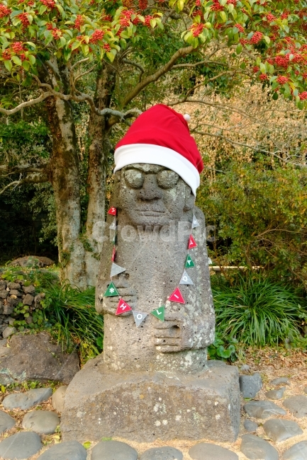 돌하르방,하르방,제주도,산타,크리스마스,메리크리스마스,제주,카리스마,겨울,계절,winter,season,제주도,jeju,jeju island,조각상,동상,석상,조형물,statue,bronze statue,stone statue,기념일,축하,anniversary,congratulation,celebrate,celebration,메리크리스마스,성탄절,merry christmas,plant,식물