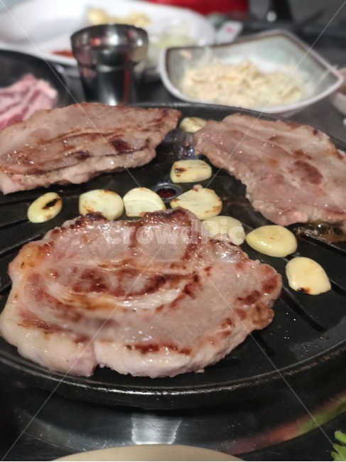 고기,음식,목살,삼겹살,마늘