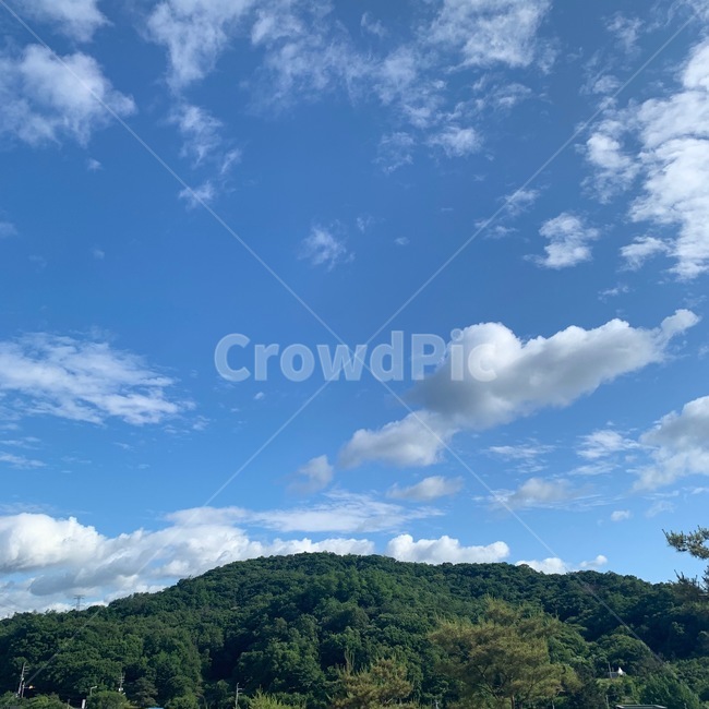 하늘,구름,산,나무,자연,배경,푸른색