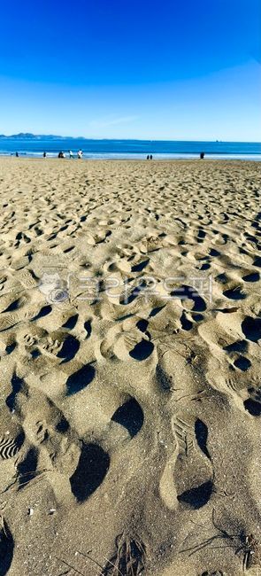 blue sky,Beach,footprint,ocean,nature,sandy beach