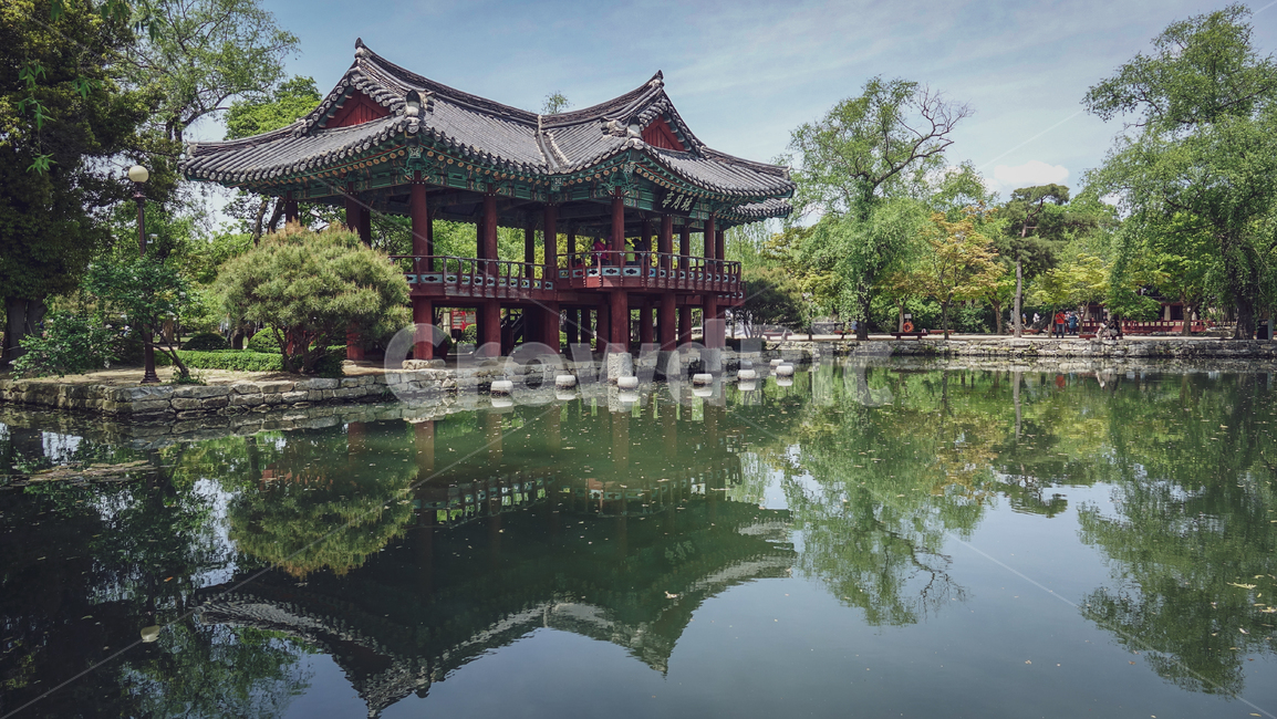 한국,전통,남한루원,기와,버드나무,한옥풍경,누각,완월정