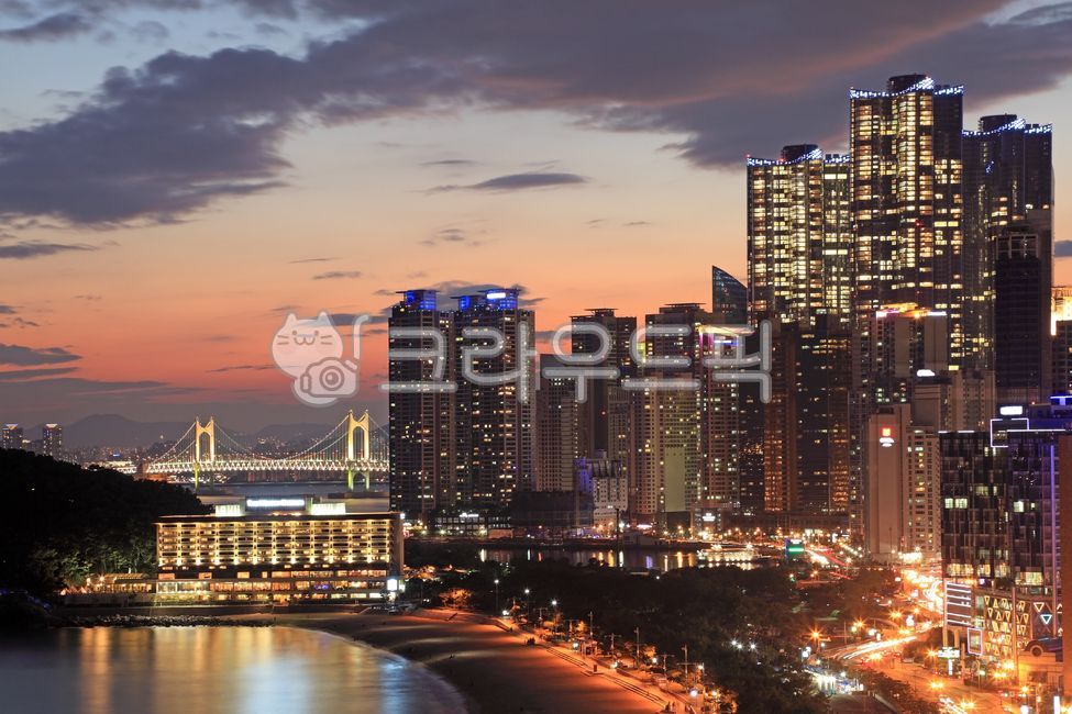 night view,sights,top angle,building,cloud,Beach,Coast,sight,Haeundaegu,hotel,fire,cityscape,high rise building,Residentialcommercial complex,big city,high view,sky,top view,Gwangan Bridge,city night view,Haeundae,korea,ocean,busan,sunset,highrise apartme