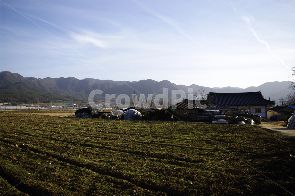 하늘,논,산,풍경,구름,시골,집,기와지붕,한옥,시골,마을,풍경,landscape,country,rural,town
