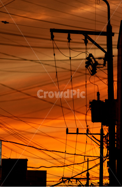 노을,해질녘,전깃줄,전봇대,sunset
