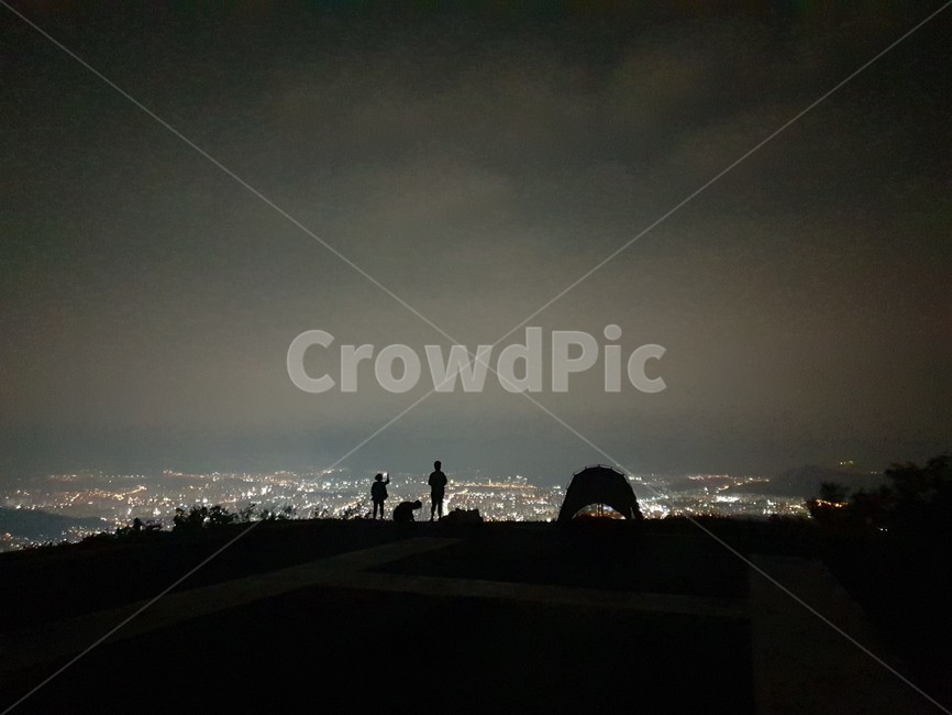 식장산,야경,도시,안개,대전,실루엣,그림자,silhouette,shadow