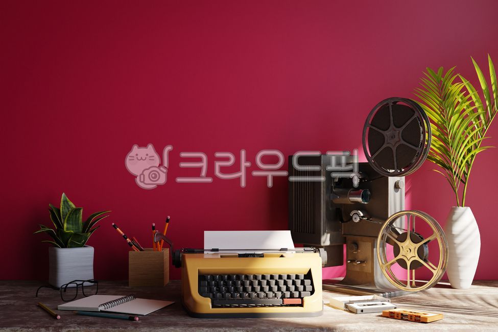 배경,책상,벽,레트로,빈티지,백그라운드,올드,영사기,타자기,레드,마젠타,영화,무비