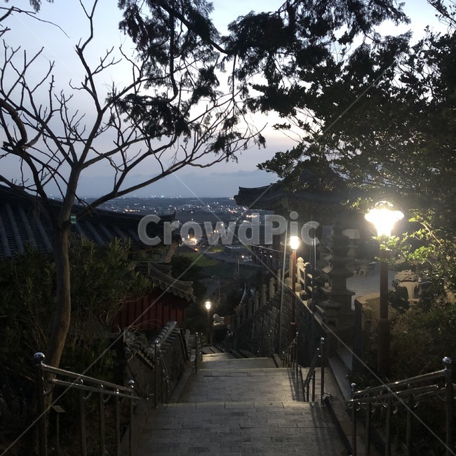 절,야경,계단,풍경,해질녘,야경,밤,풍경,nightscape,night,landscape,banister,난간,handrail,light,빛,flare,플레어,railing
