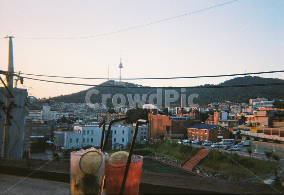 남산타워,루프탑,칵테일,이태원,필름카메라,감성사진,도시,풍경,city,landscape,음료수,drink,beverage,nature,자연,outdoors,옥외,scenery