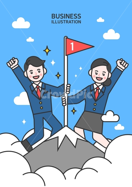 협력,성장,발전,깃발,산,구름,하늘,회사원,직장인,인포그래픽,비즈니스,일러스트,산업,industry,industrial,비즈니스,사업,business,service,work,그래픽,일러스트레이션,graphic,illustration