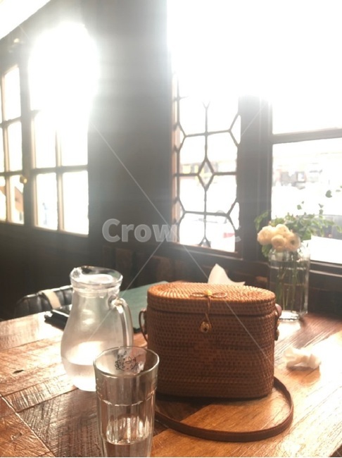 라탄백,레스토랑감성,물잔,레스트랑,restaurant,한가함,여유