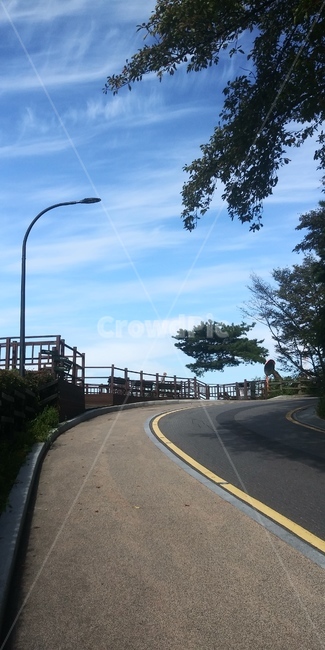 길,가로등,전망대,나무,경치