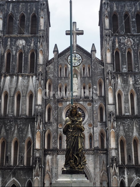 베트남,하노이,성당,성요셉성당,건축물,church,종교,신앙,religion,belief,faith,건축물,건물외관,exterior,building,structure,architecture,construction