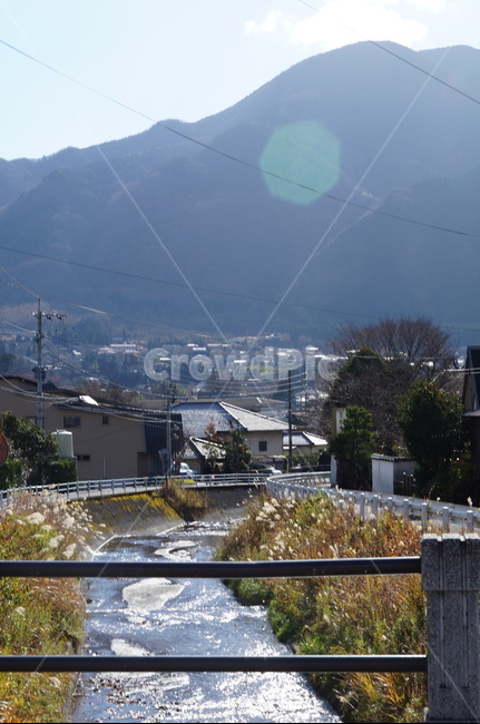 풍경,산,강,전선,시골