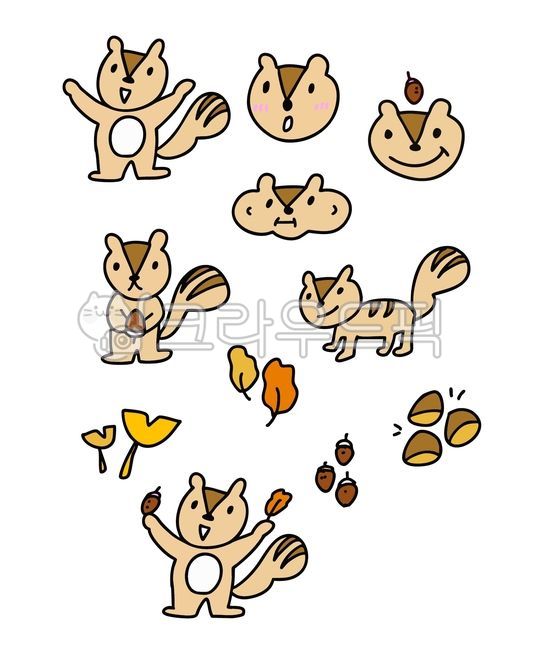 다람쥐,가을,도토리,다람쥐일러스트,가을동물,단풍잎,밤,추수