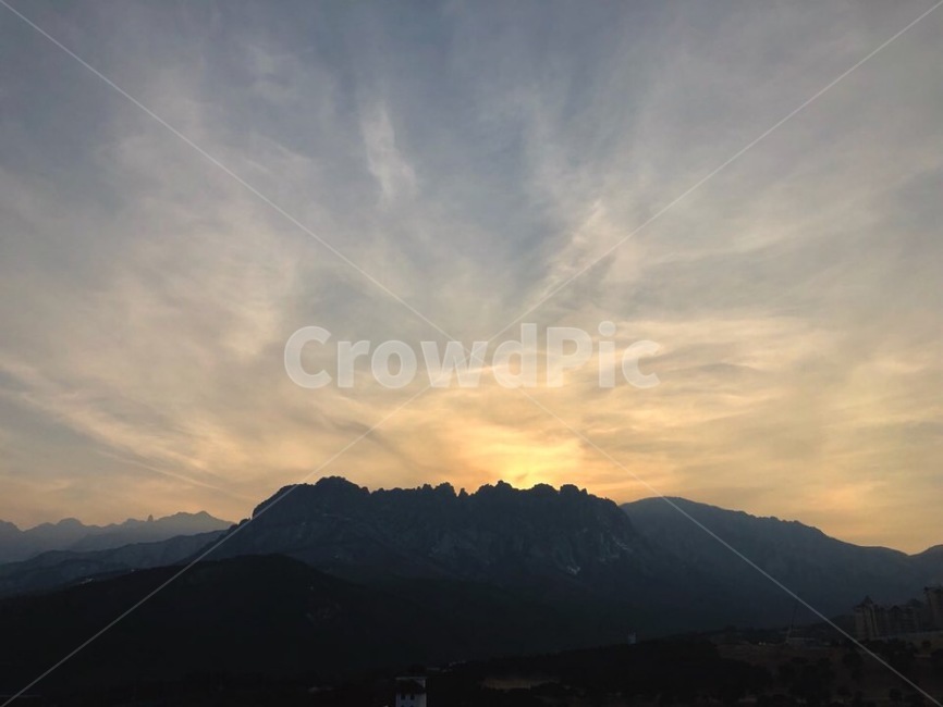 설악산,울산바위,석양,노을,산