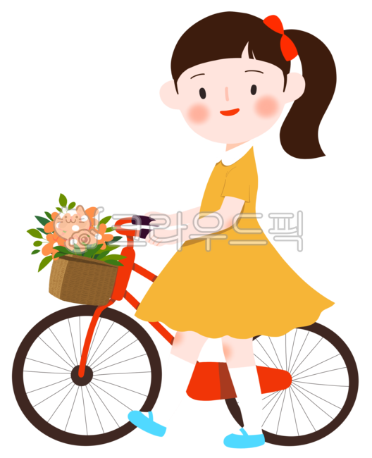 자전거,어린이,나들이,자전거타기,환경,여자아이,소녀,꽃바구니,소풍,봄,꽃