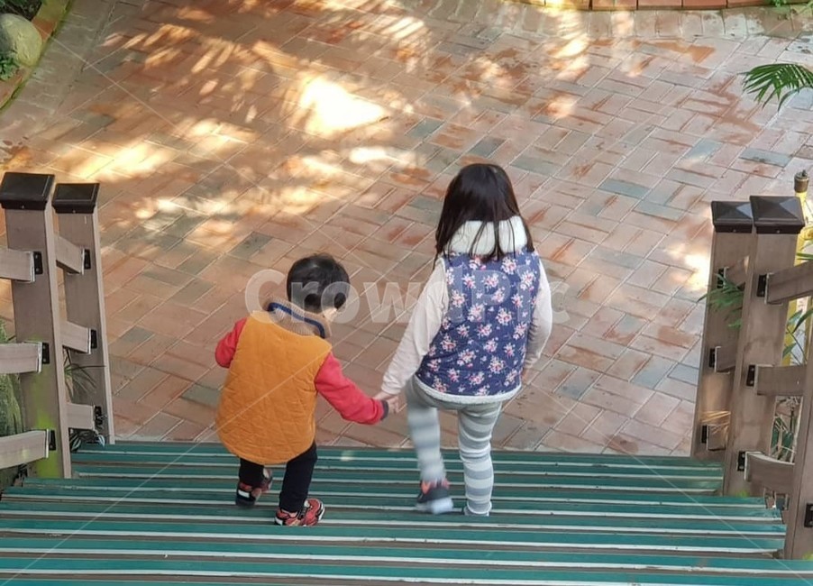 아이,계단,아이들,남매,자녀